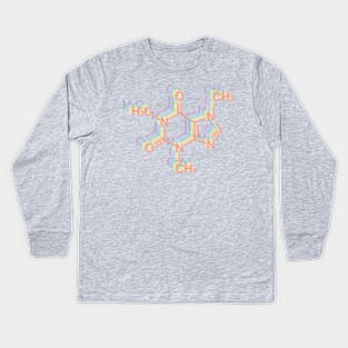 Caffeine Molecule Aesthetic Pastels Gift Kids Long Sleeve T-Shirt